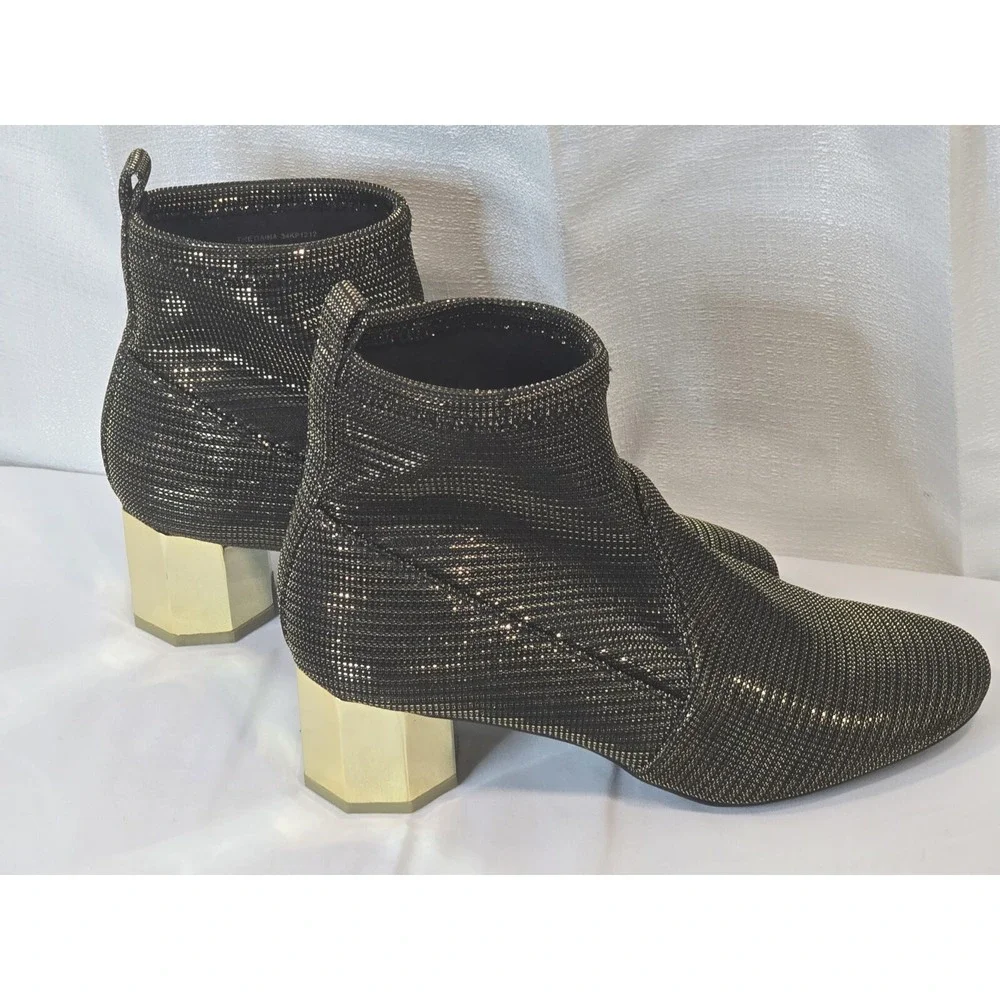 Katy Perry Block Heeled Ankle Boots The Daina Metallic Black SIZE‎ US 5 EU 35.5